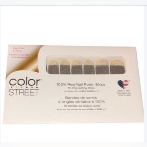 Color Street Glittery Silver and Cream Nail Strips